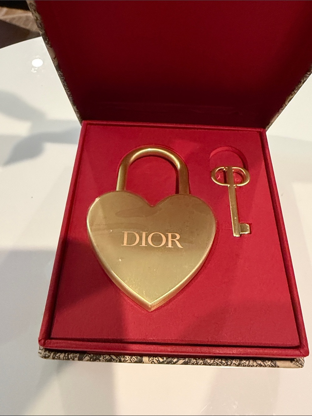 Dior Christian Dior Gold Heart Lock and Key Set BRAND NEW GWP
